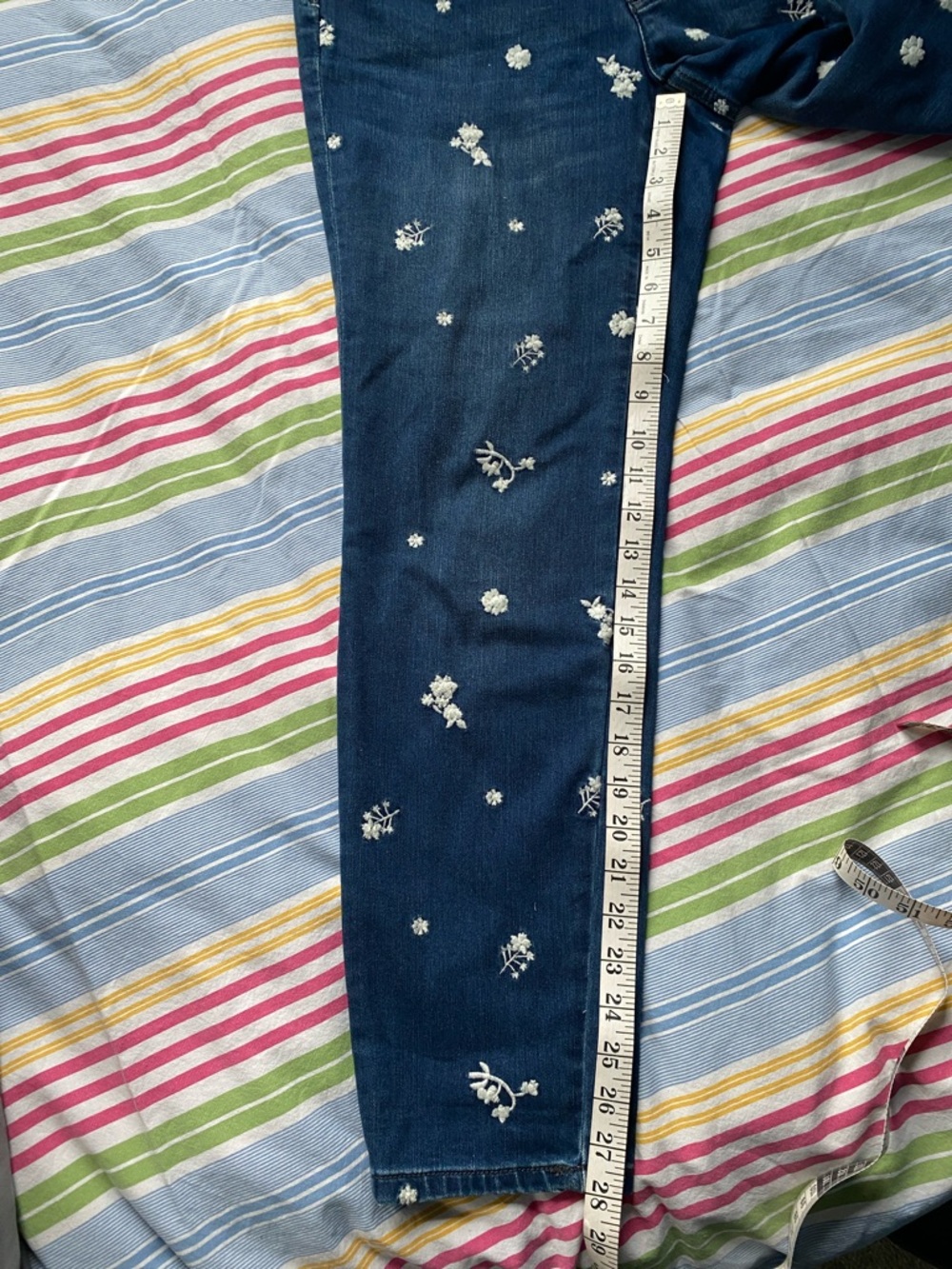 Lord & Taylor Dark Blue Embroidered Straight Leg Jeans - Picture 8 of 10
